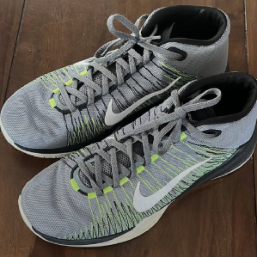 Nike Gray Ascention basketball shoes.